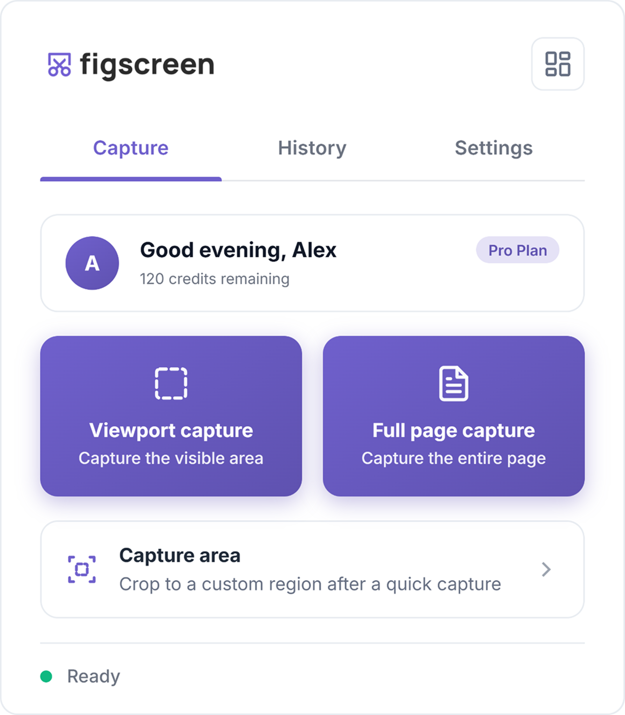 Figscreen Capture tab.